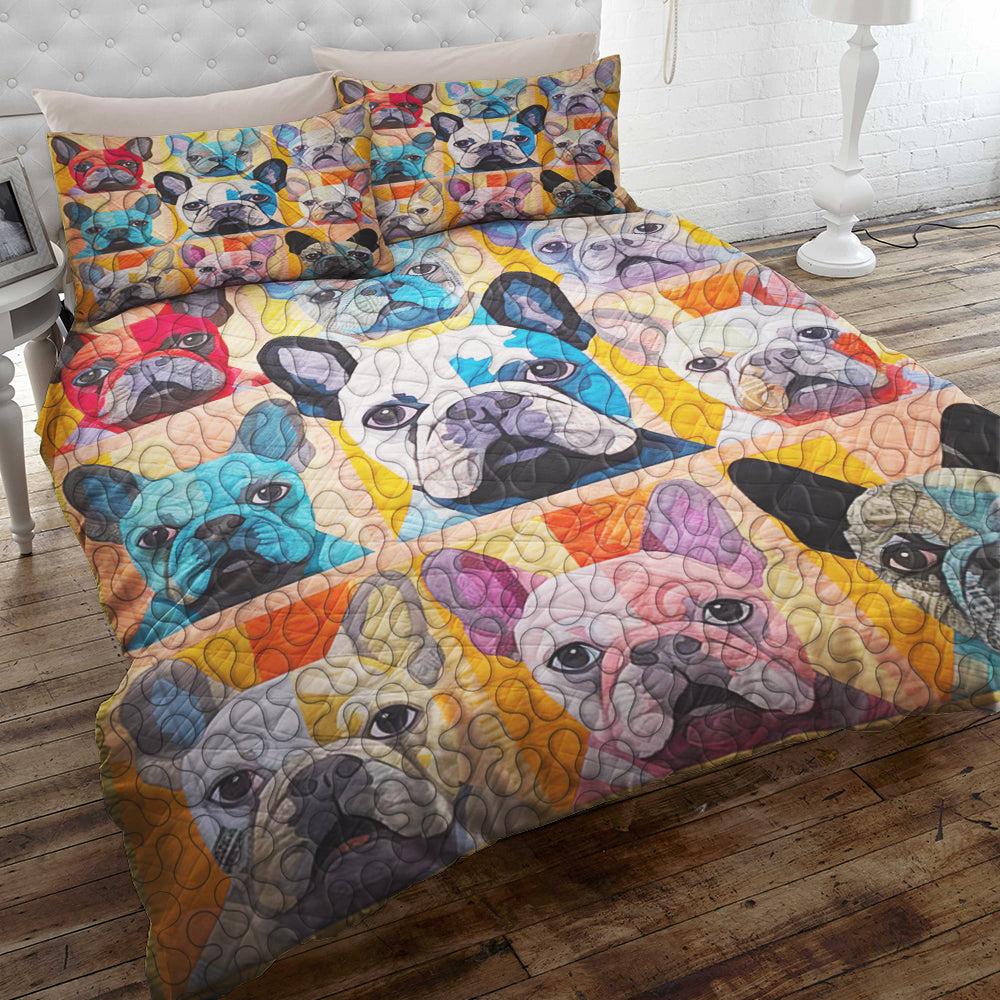 French Bulldog Christmas Quilt Bed Set - Perfect Gift for Dog Lovers Blanket PopCulturePrints