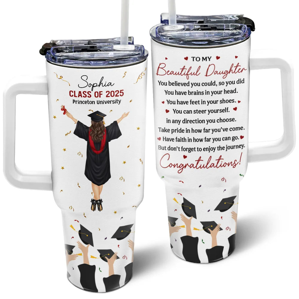 You Believed You Could, So You Did - Personalized 40oz Tumbler With Straw - Gift for Graduates, Dads & Grandpas Tumbler PopCulturePrints
