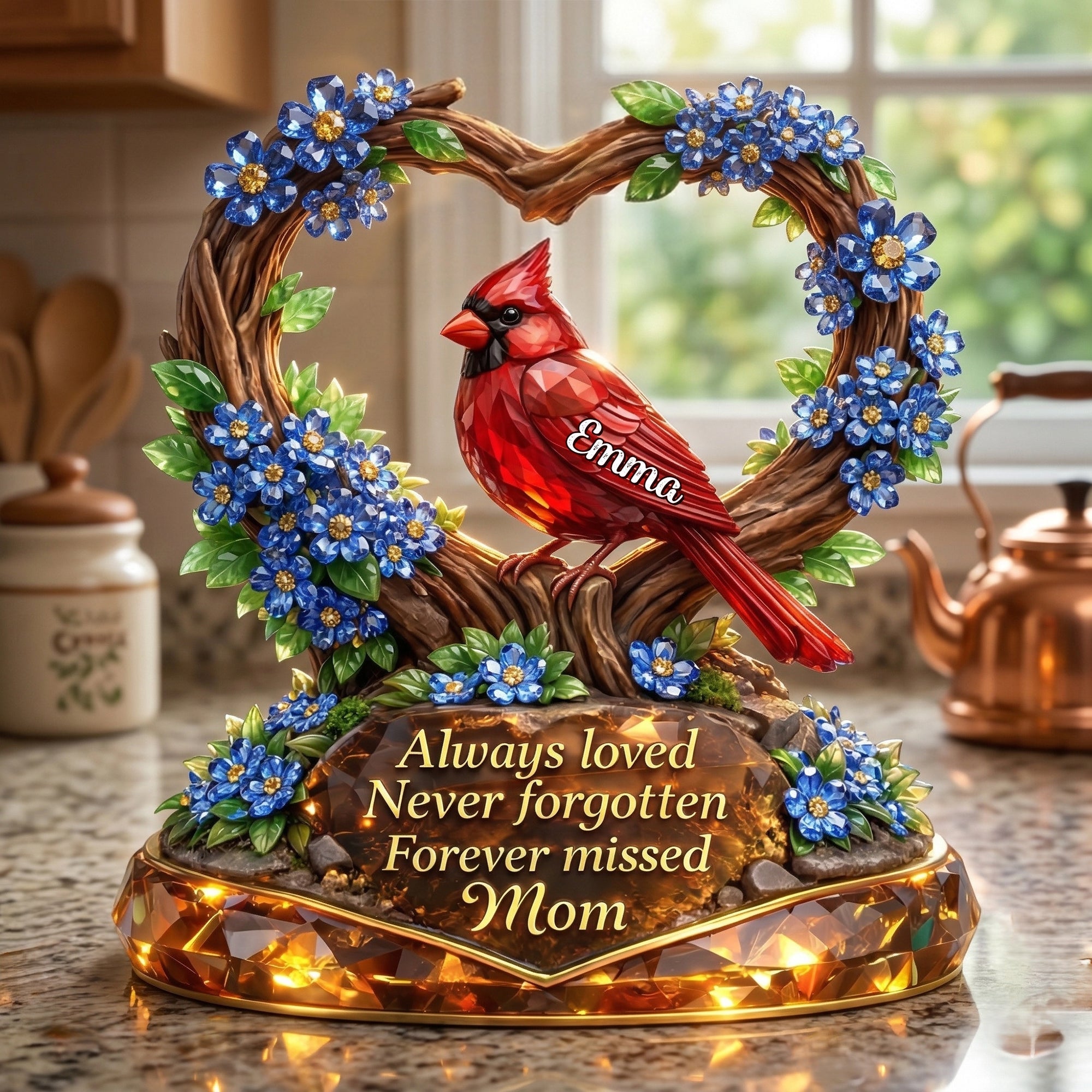 Always Loved, Never Forgotten - Personalized Acrylic Plaque for Mom Shaped Plaques PopCulturePrints