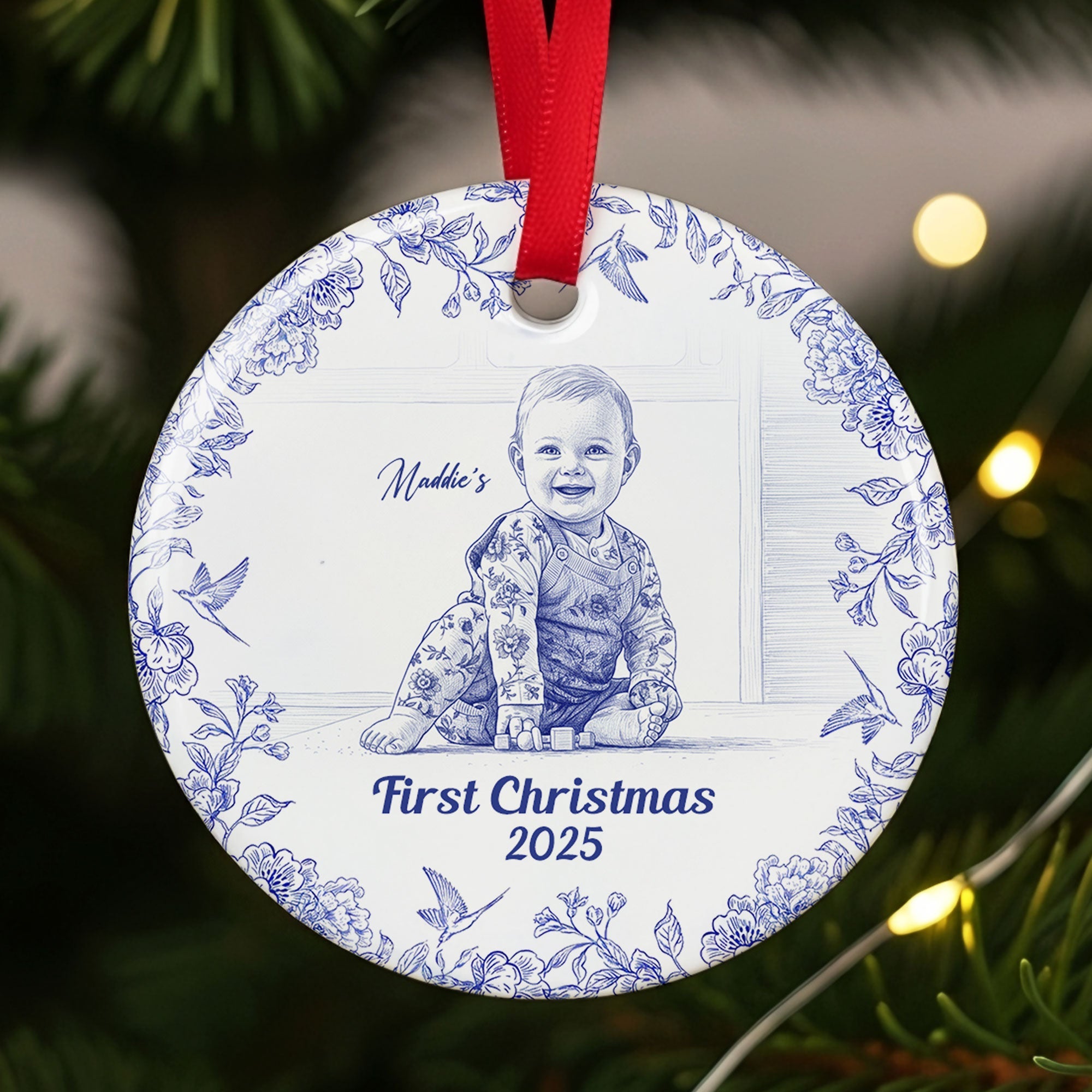 "Capture Family Moments with Love" - Custom Photo Family Ornament - Personalized Gift for Parents, Grandparents, and Family Friends Ornament PopCulturePrints