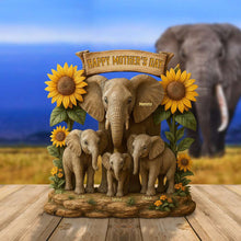 Load image into Gallery viewer, Happy Mother&#39;s Day - Personalized Elephant Family Plaque - Unique Gift for Mom &amp; Grandma Shaped Plaques PopCulturePrints
