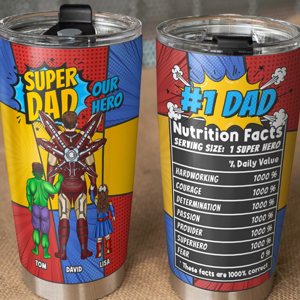 Super Dad Personalized Tumbler - Hero Edition Tumbler Cup PopCulturePrints