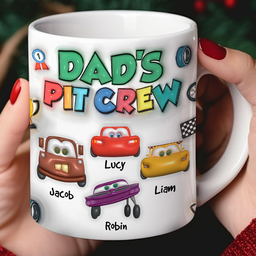 Personalized Dad's Pit Crew 3D Mug - Customizable Racing Theme Coffee Mug PopCulturePrints