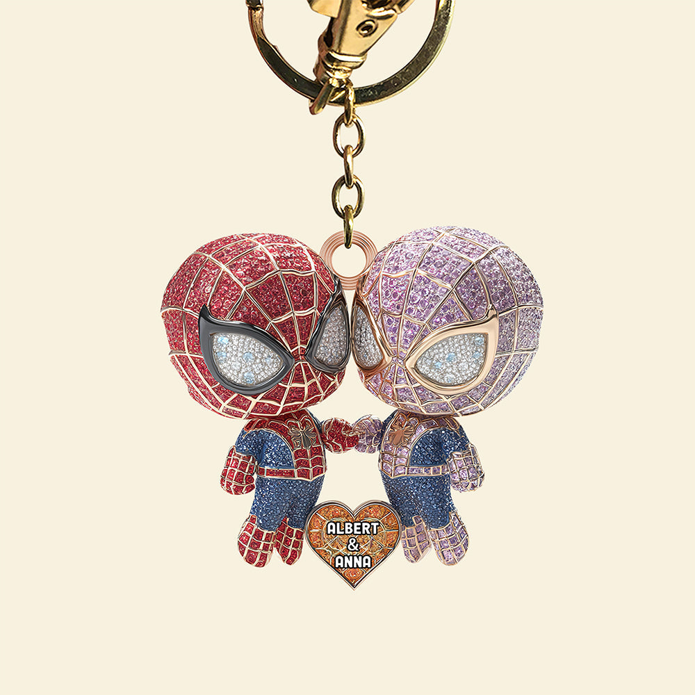 Love in Every Web: Power Couple Keychain - Personalized Gift for Couples Keychains PopCulturePrints