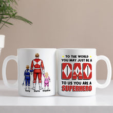 Load image into Gallery viewer, Personalized Superhero Dad Mug - Custom Names Coffee Mug PopCulturePrints
