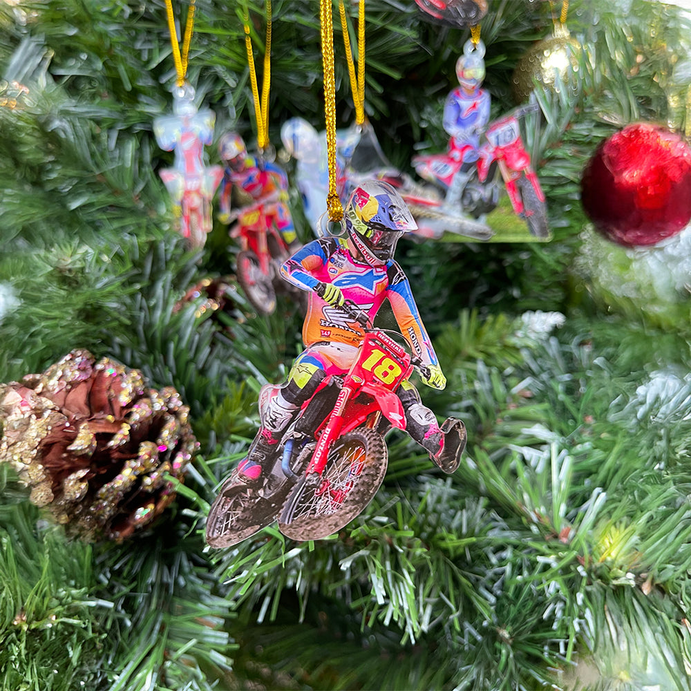 Personalized Motocross Lover Ornament - Custom Photo Gift Ornament PopCulturePrints