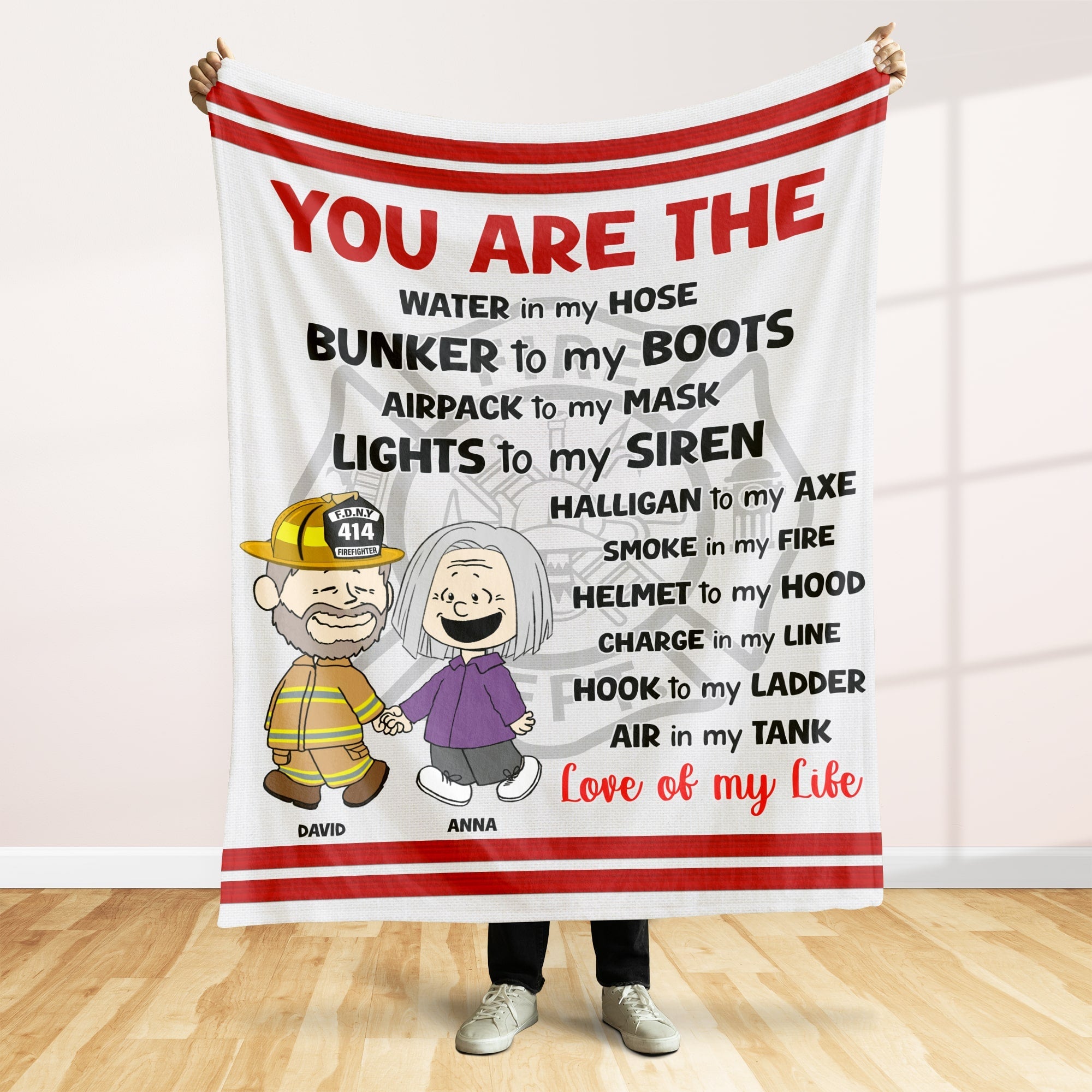 Personalized Firefighter Couple Blanket - Unique Gift for Firefighter Lovers Blanket PopCulturePrints