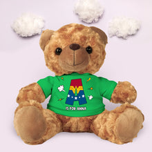 Load image into Gallery viewer, “Be Your Own Hero!” - Personalized Teddy Bear with Custom T-Shirt - Perfect Gift for Kids, Birthdays, Special Occasions Bear PopCulturePrints
