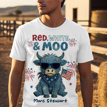 Load image into Gallery viewer, Celebrate Freedom with Style - Highland Cow Freedom Shirt - Personalized Gift for Independence Day AOP Products PopCulturePrints
