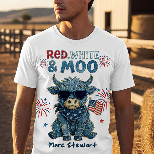 Celebrate Freedom with Style - Highland Cow Freedom Shirt - Personalized Gift for Independence Day AOP Products PopCulturePrints