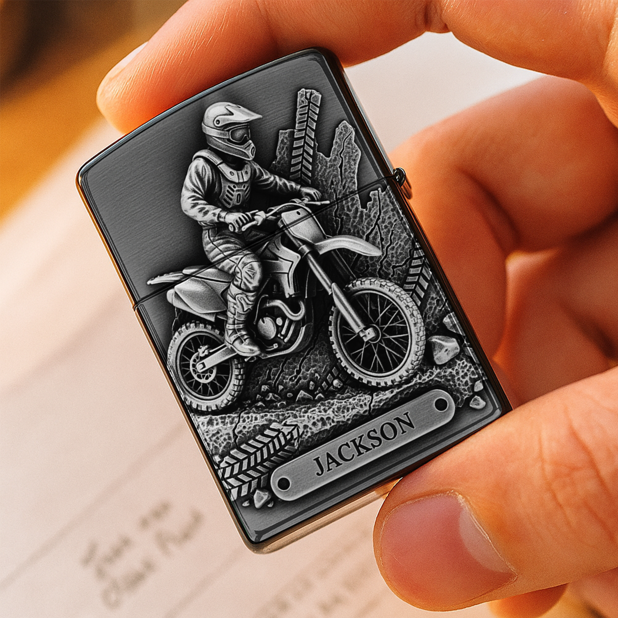 "Ignite Your Passion for Motorsport!" - Mud Trail Rider Personalized Lighter - Custom Gift for Motorcross Lovers Lighter PopCulturePrints