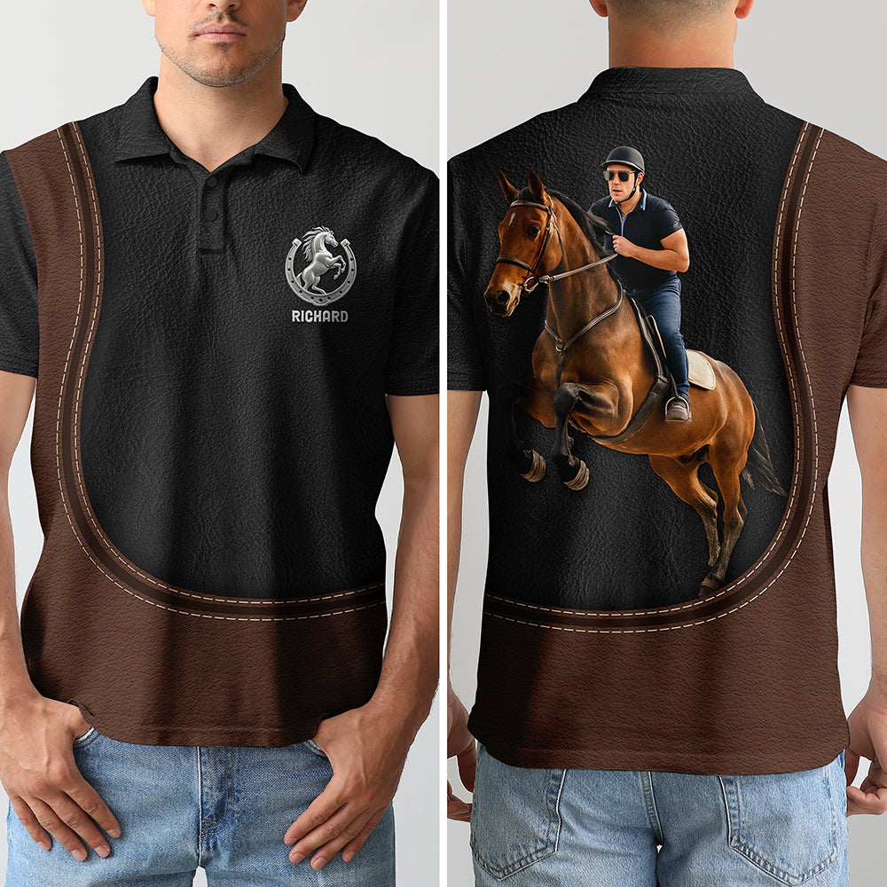 “Ride with Passion” - Personalized Horse Lover 3D Polo Shirt - Custom Photo Gift for Horse Riders Polo Shirts PopCulturePrints