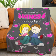 Load image into Gallery viewer, Personalized Couple Blanket with Heart Wings Design - Ideal Gift for Lovers Blanket PopCulturePrints
