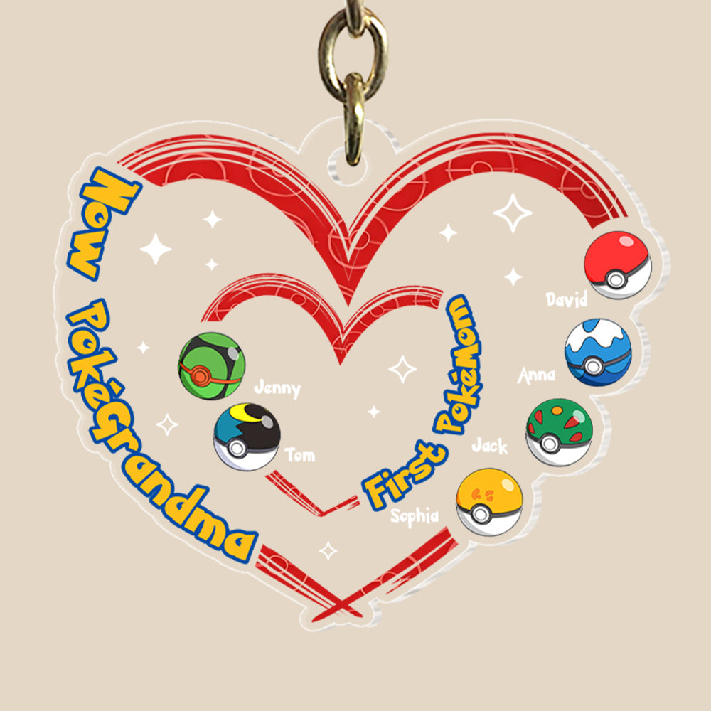 Custom Grandma Pokémon Heart Keychain - Perfect Mother's Day Gift Keychains PopCulturePrints