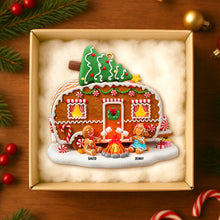 Load image into Gallery viewer, &quot;Celebrate Love and Joy&quot; - Personalized Gingerbread Couple Christmas Wooden Ornament - Custom Gift for Couples, Friends, and Family Ornament PopCulturePrints
