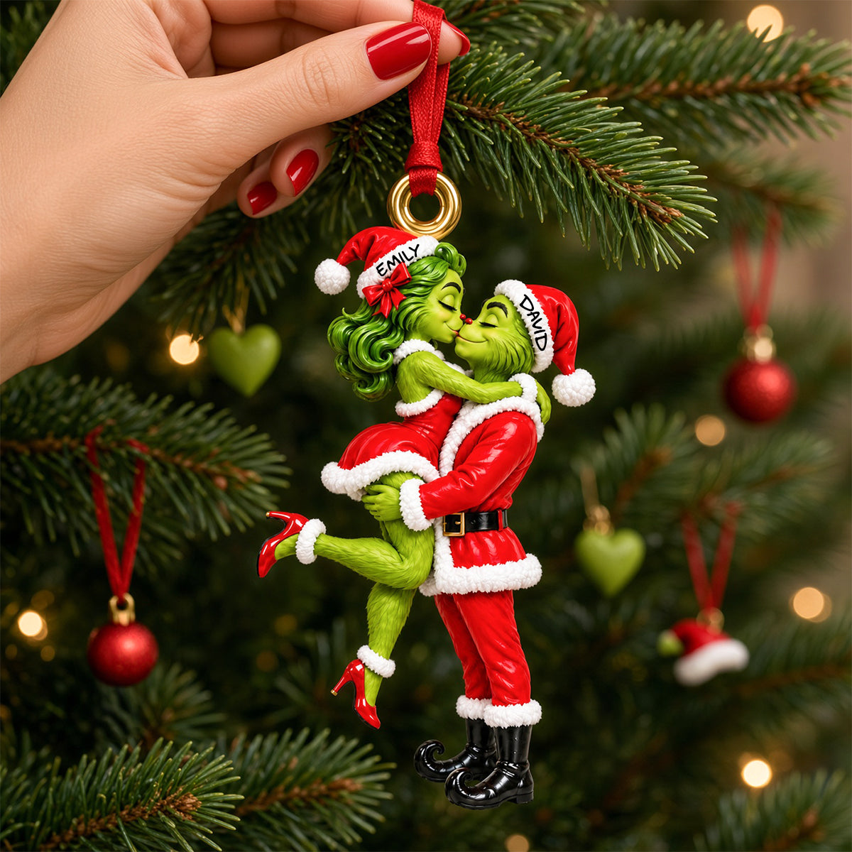 Mischievous Kissing Duo Christmas Ornament - Personalized Gifts For Couple 05tydh091026 Ornament PopCulturePrints
