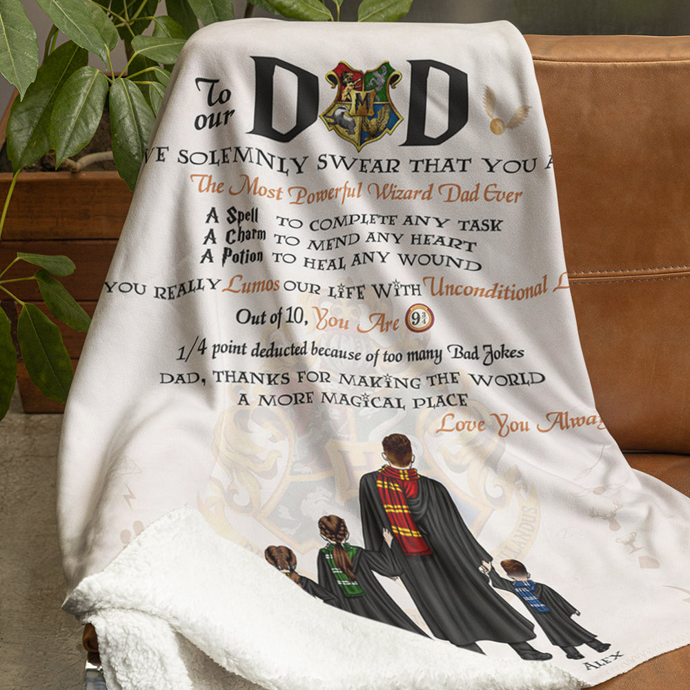 Personalized Wizard Dad Blanket - Harry Potter Theme