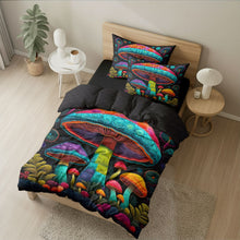 Load image into Gallery viewer, Vibrant Mushroom Quilt Bed Set - Perfect for Nature Lovers Blanket PopCulturePrints
