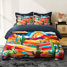Load image into Gallery viewer, Vibrant Cactus Quilt Bed Set Blanket PopCulturePrints
