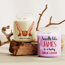 Load image into Gallery viewer, Personalized Candle for Couples - Smells Like [Name] - Lucky Son of a B*tch Scented Candle PopCulturePrints
