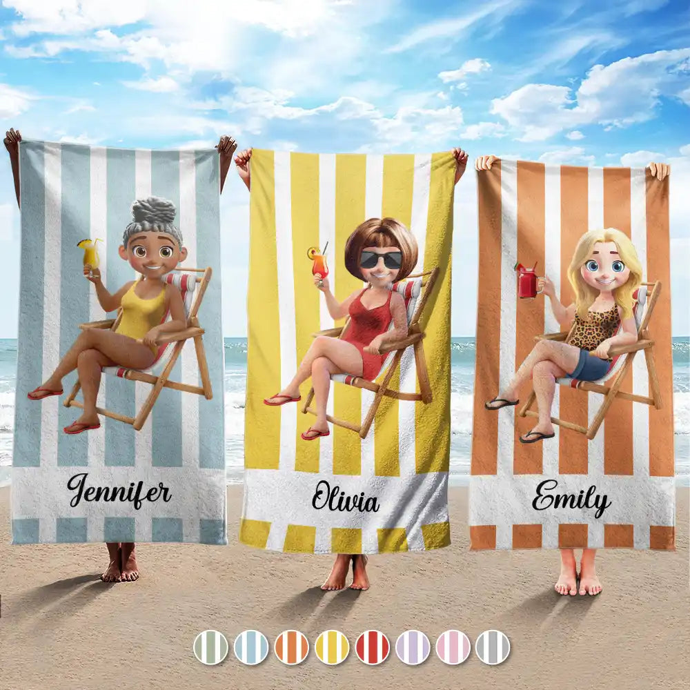 Summer Is Calling: Personalized Cartoon Beach Towel Beach Towel PopCulturePrints