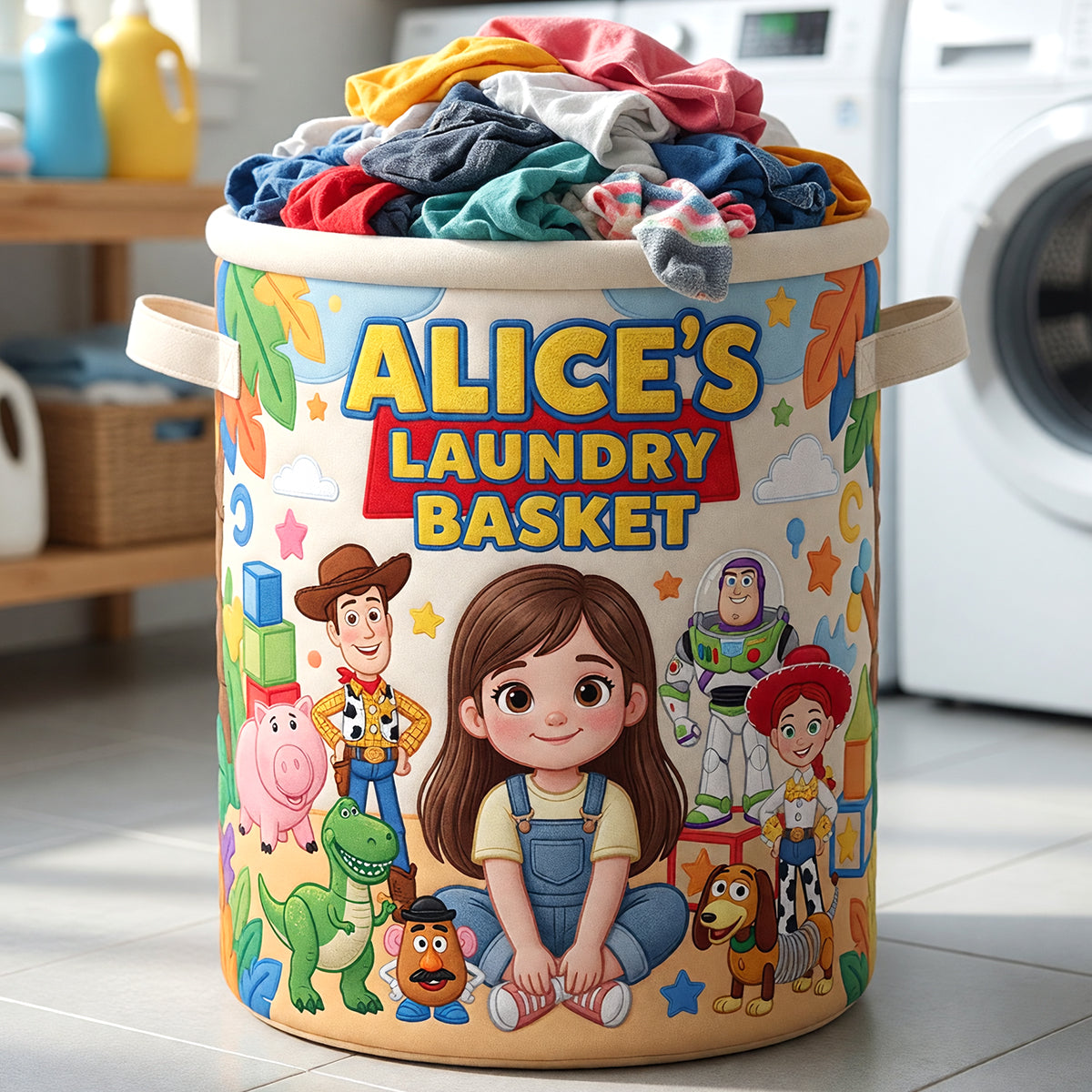 Bring Joy to Every Laundry Day - Lovely Characters Quilted Laundry Basket - Custom Photo Gifts