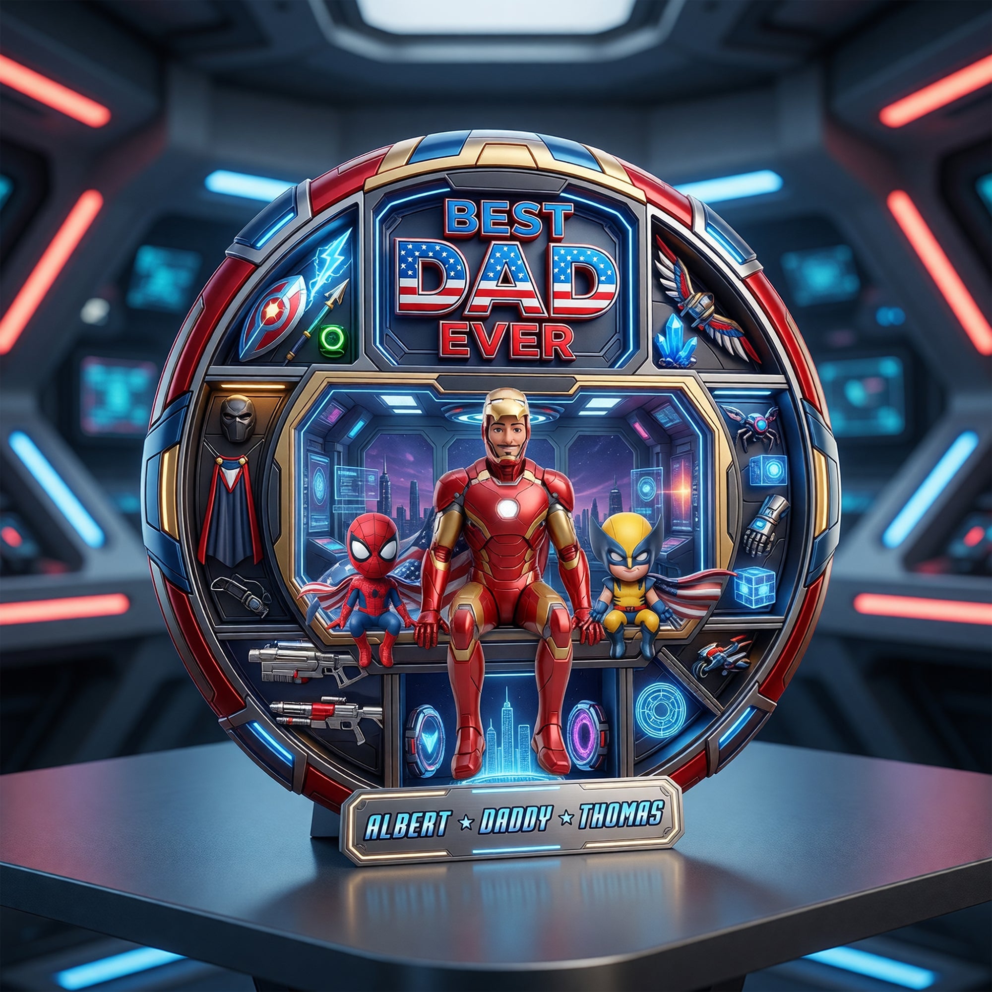 "Best Dad Ever" - Personalized Radical Dad Station Plaque - Perfect Gift for Dads, Grandpas, and Fathers' Day Shaped Plaques PopCulturePrints