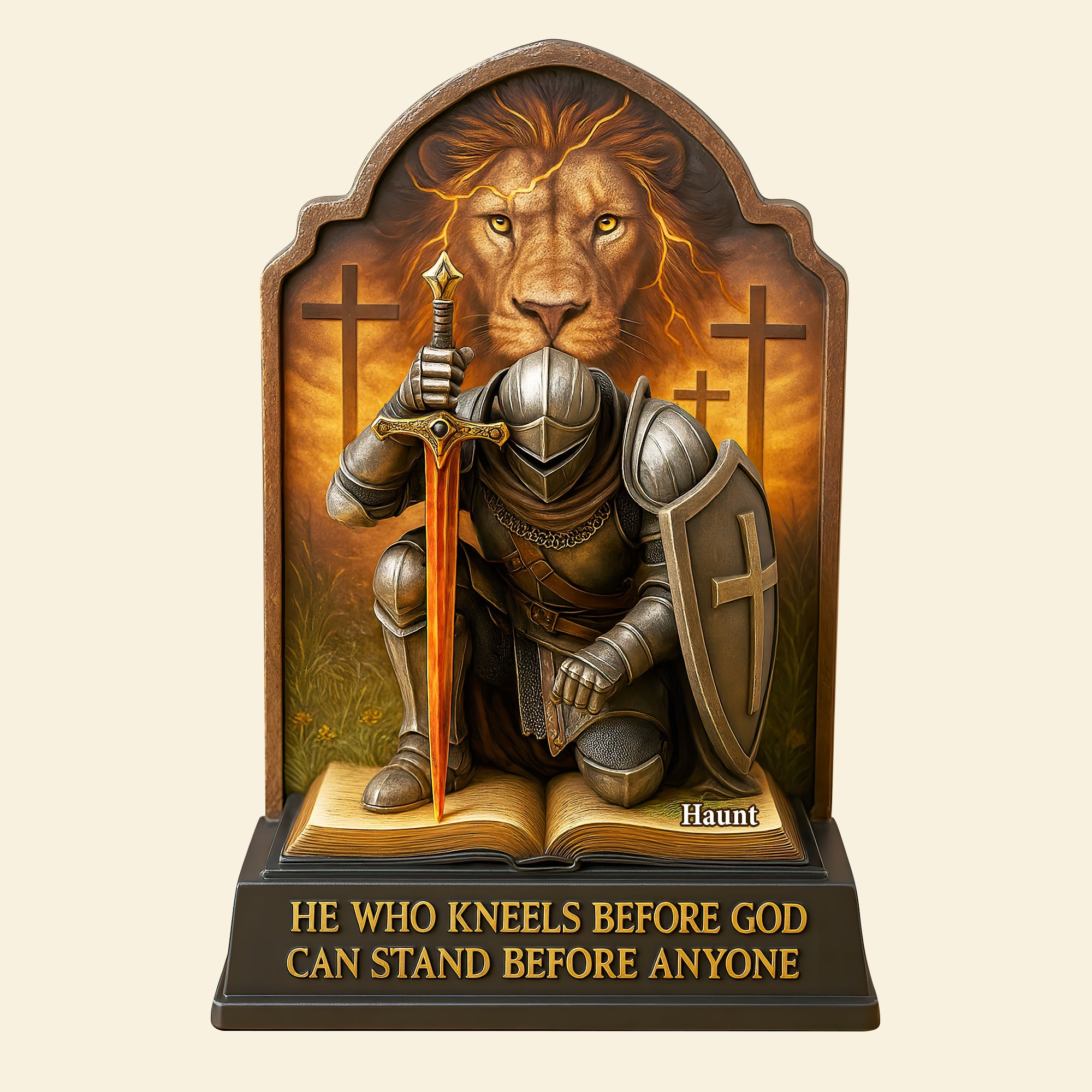 He Who Kneels Before God - Personalized Acrylic Plaque for Jesus Lovers Shaped Plaques PopCulturePrints