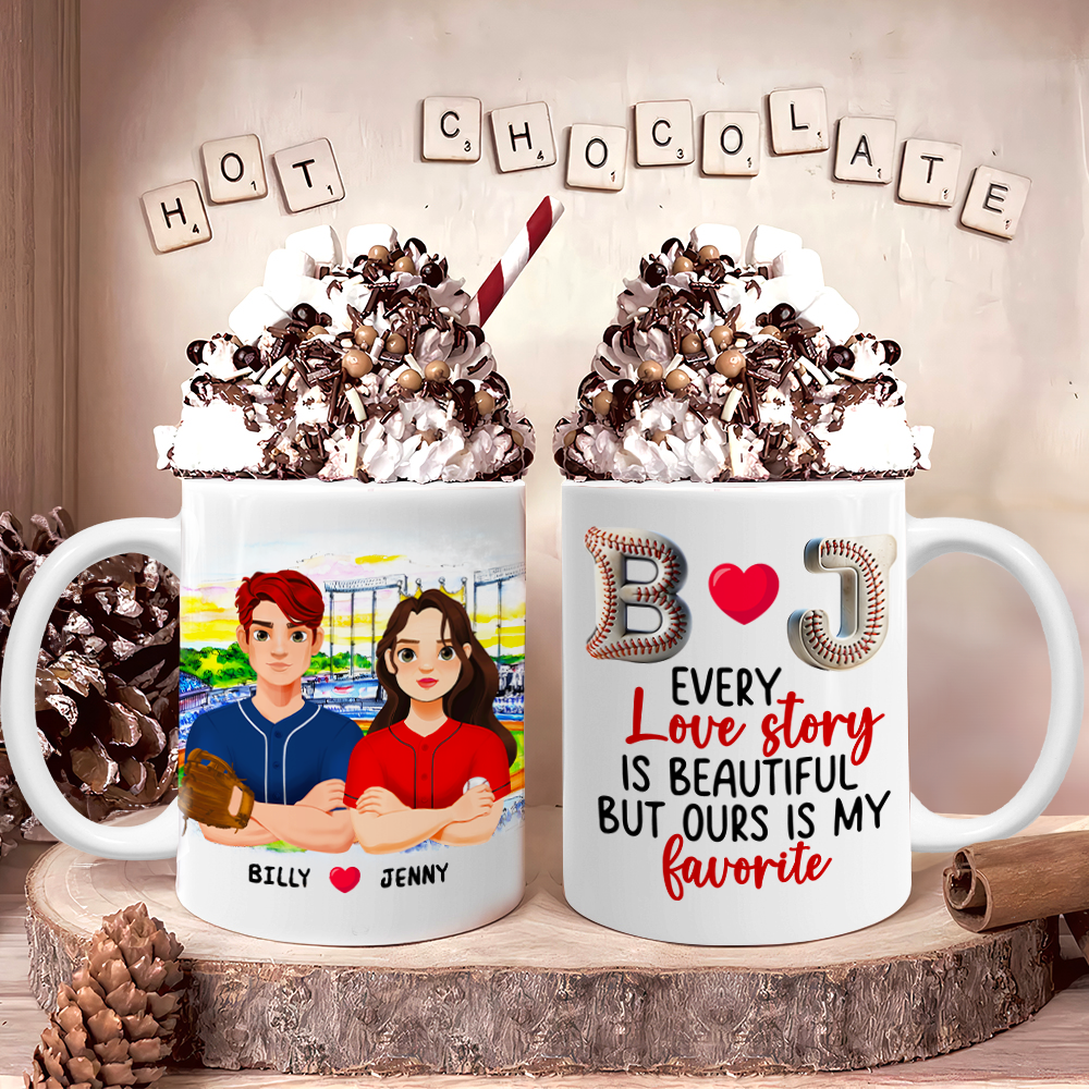 Custom Baseball Couple Mugs - Perfect Valentine’s Day Gifts for Baseball Lovers Coffee Mug PopCulturePrints