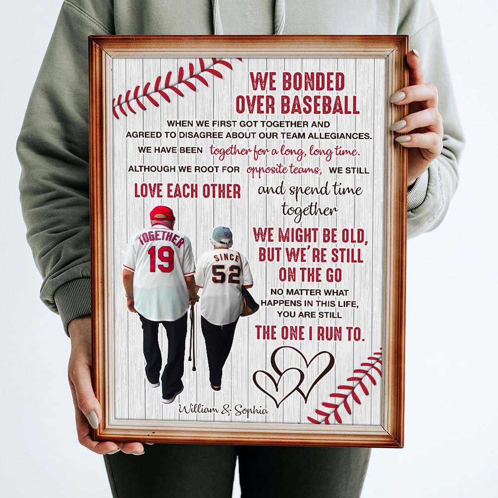 Personalized Baseball Couple Canvas Print - We Bonded Over Baseball Poster & Canvas PopCulturePrints