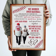 Load image into Gallery viewer, Personalized Baseball Couple Canvas Print - We Bonded Over Baseball Poster &amp; Canvas PopCulturePrints

