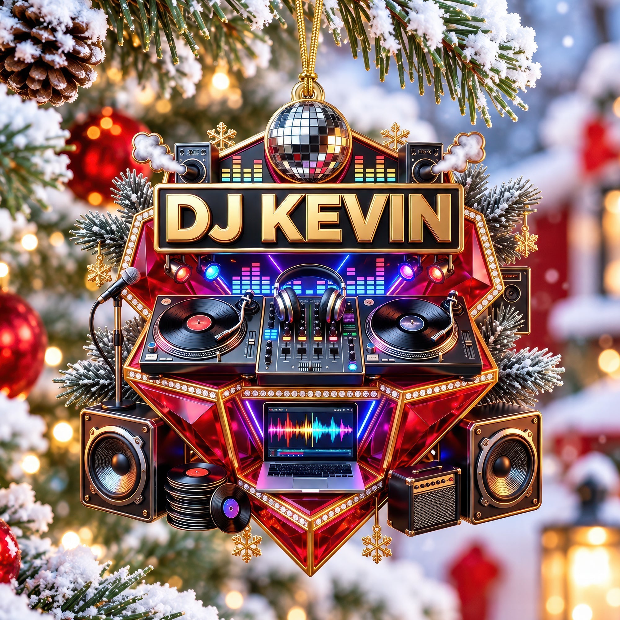 Celebrate the Beat with DJ Turntable Christmas Ornament - Personalized Gift for Music Lovers