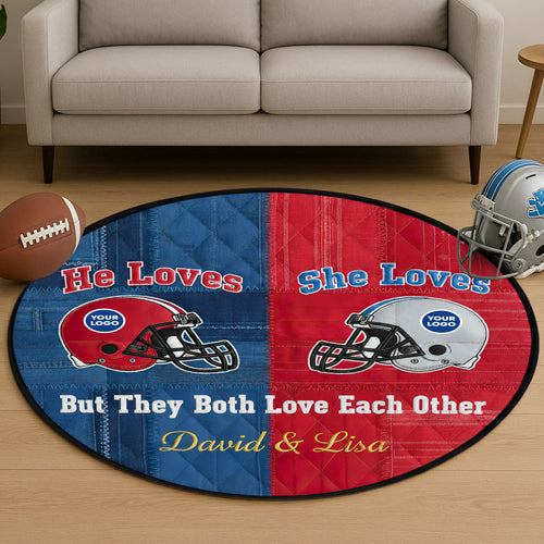 He Loves, She Loves - Quilted Round Mat - Personalized Gifts for Couples Doormat PopCulturePrints