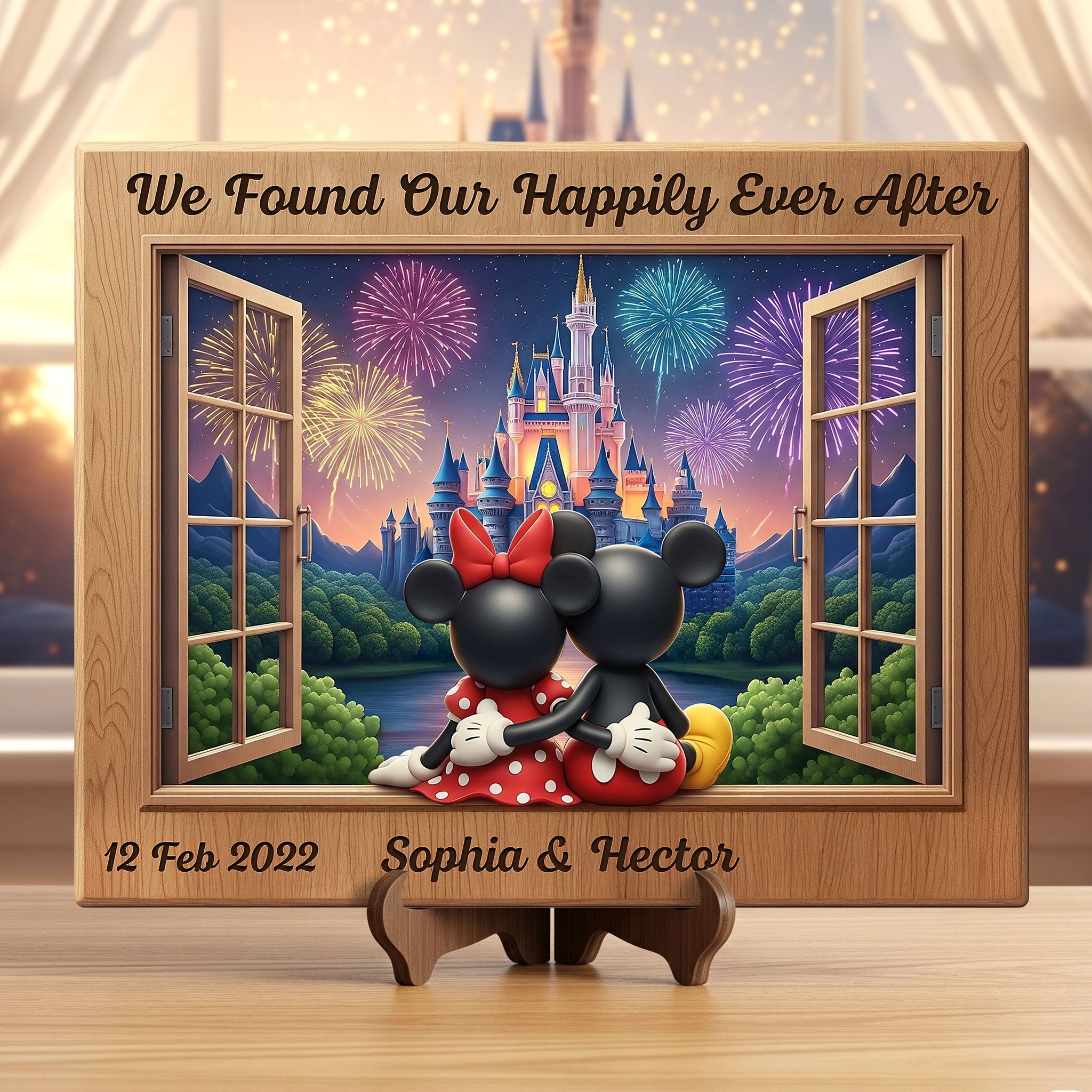 We Found Our Happily Ever After - Personalized Cartoon Mouse Couple Wood Sign Wood Sign PopCulturePrints