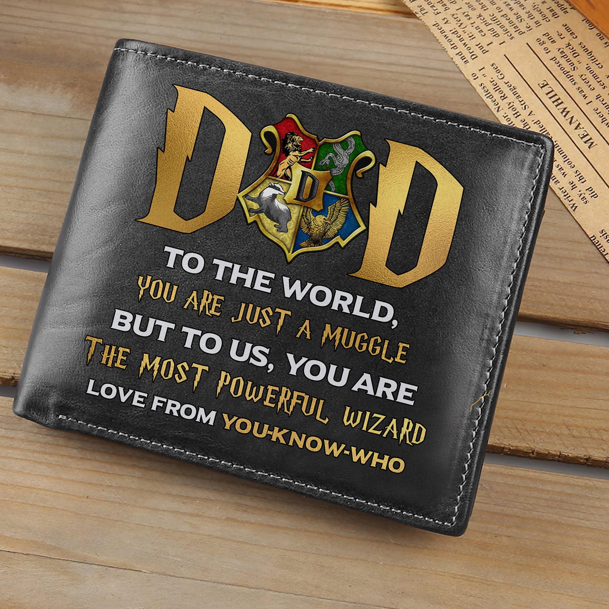 Personalized Family Wizard Wallet - Custom Name Magic Castle Design