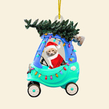 Load image into Gallery viewer, Personalized Cat Lover&#39;s Christmas Ornament - Santa Kitty in Car Design Ornament PopCulturePrints
