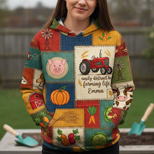 Load image into Gallery viewer, Easily Distract &amp; Farming Life - Rustic Patchwork Farm Hoodie - Personalized Gifts for Farmers AOP Products PopCulturePrints
