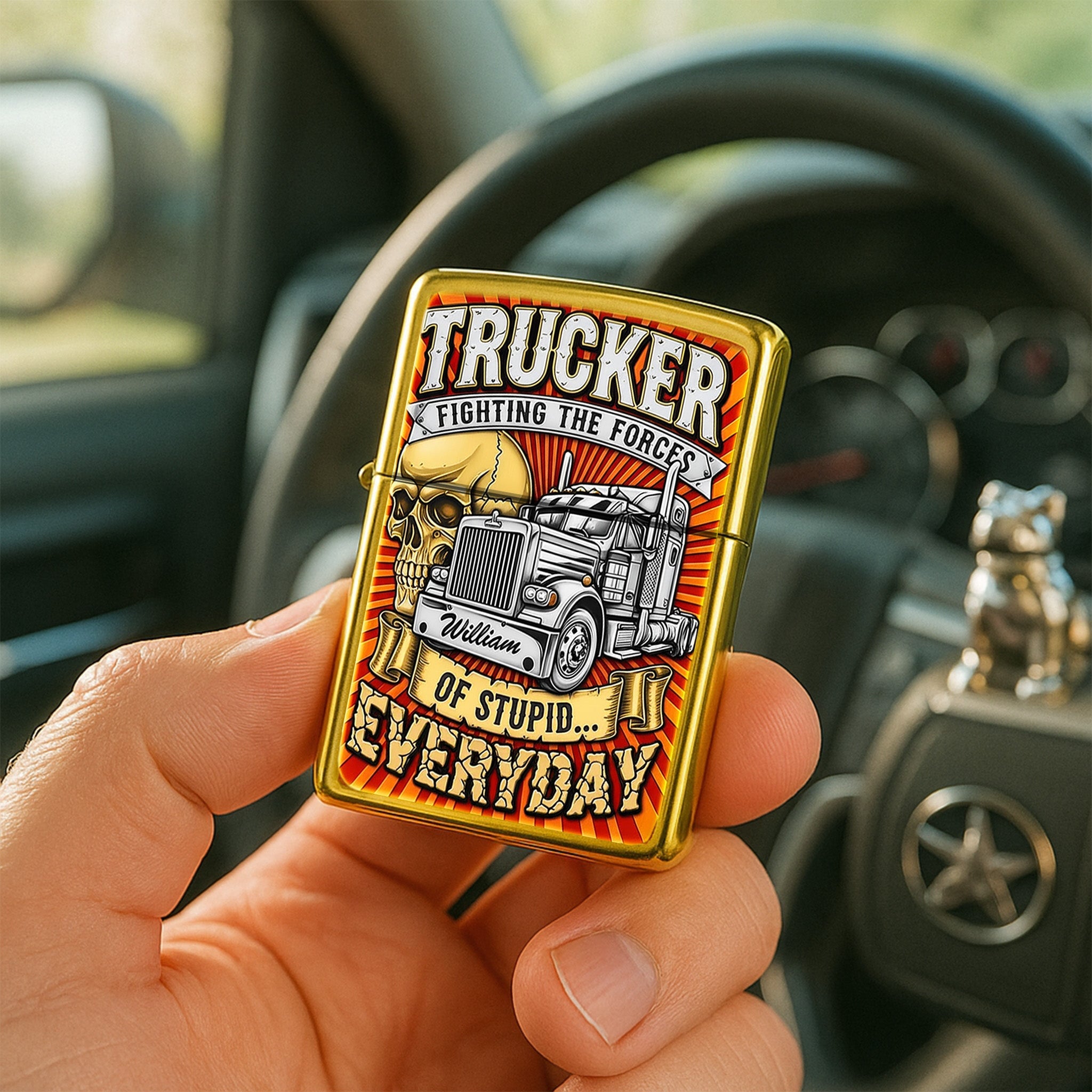 “Fighting the Forces of Stupid Every Day” - Personalized Trucker Lighter for Truckers Lighter PopCulturePrints