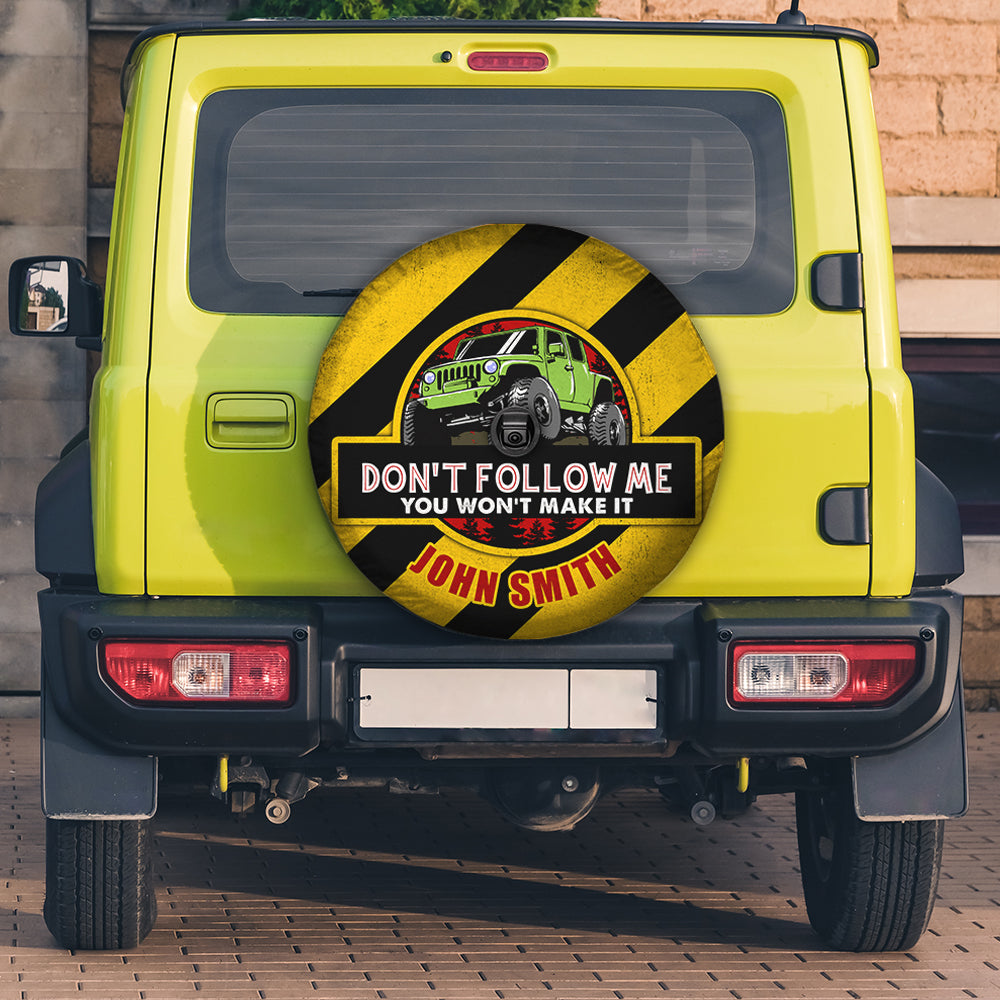 Personalized Off-Road Spare Tire Cover - 'Don't Follow Me' Jeep Design