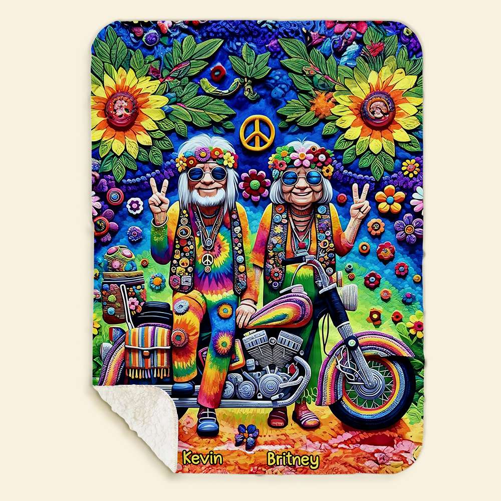 Personalized Hippie Couple Blanket Blanket PopCulturePrints