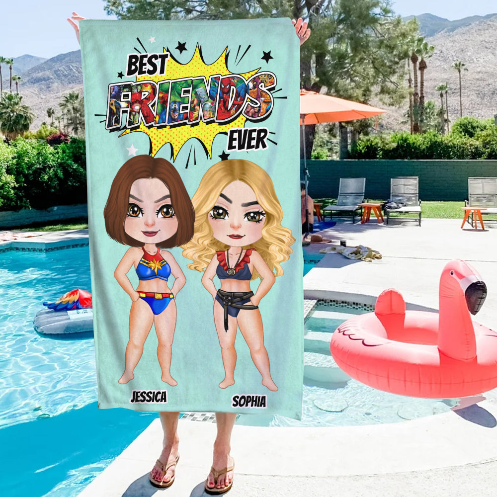 Custom Best Friends Beach Towel - Personalized Gift for BFFs Beach Towel PopCulturePrints