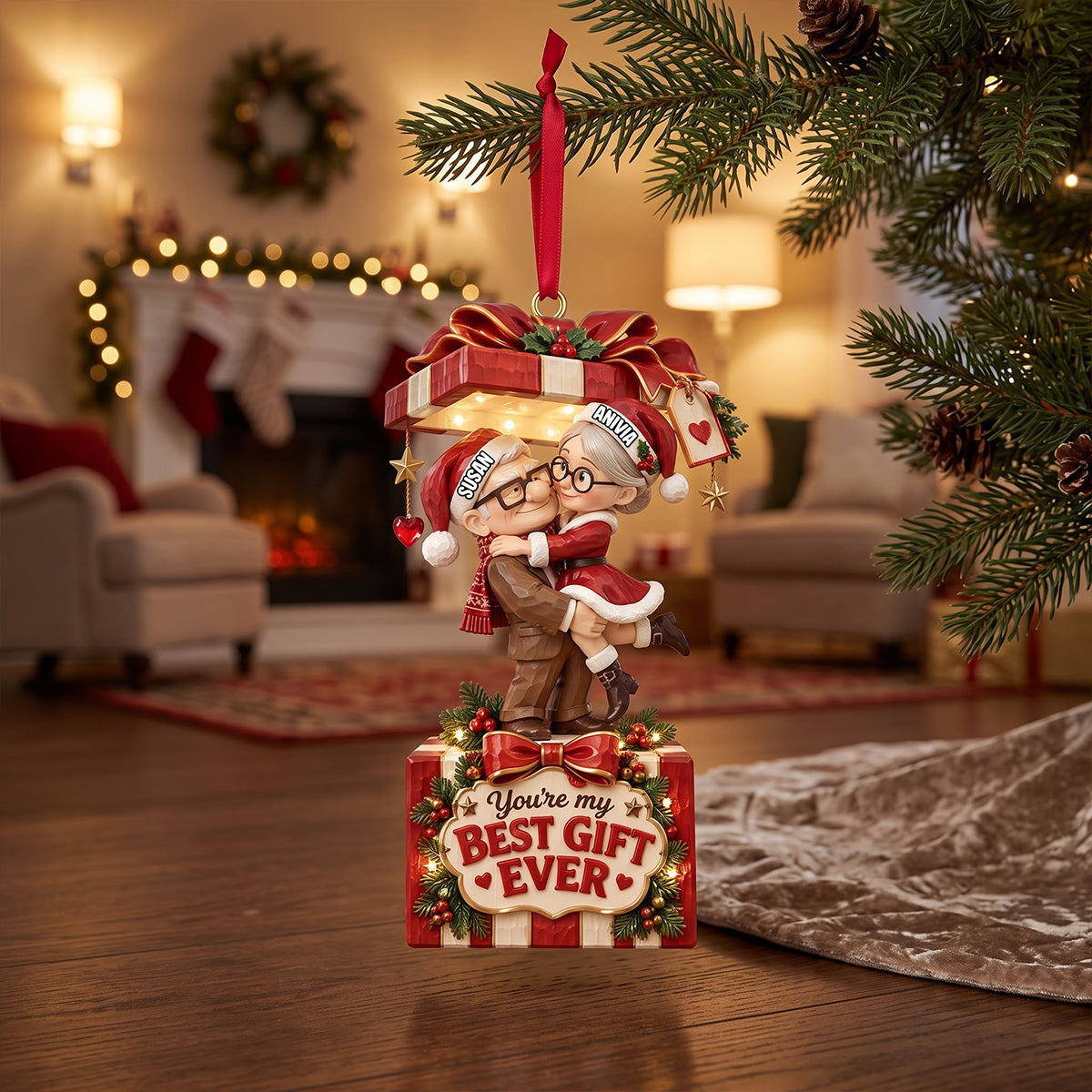 You're My Best Gift Ever - Personalized Christmas Acrylic Ornament for Couples