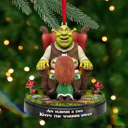 “An Ogresm a Day Keeps the Worries Away” - Personalized Naughty Couple Acrylic Ornament Ornament PopCulturePrints