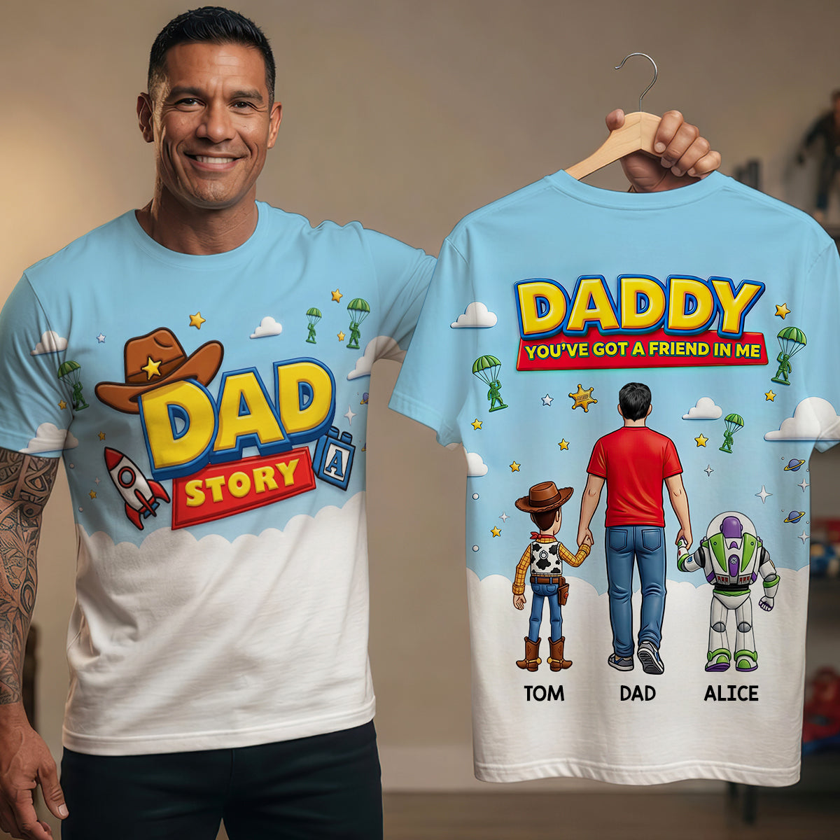 “You've Got a Friend in Me” - Cosmic Cowboy Dad 3D Shirt - Personalize for Dad, Grandpa & More AOP Products PopCulturePrints