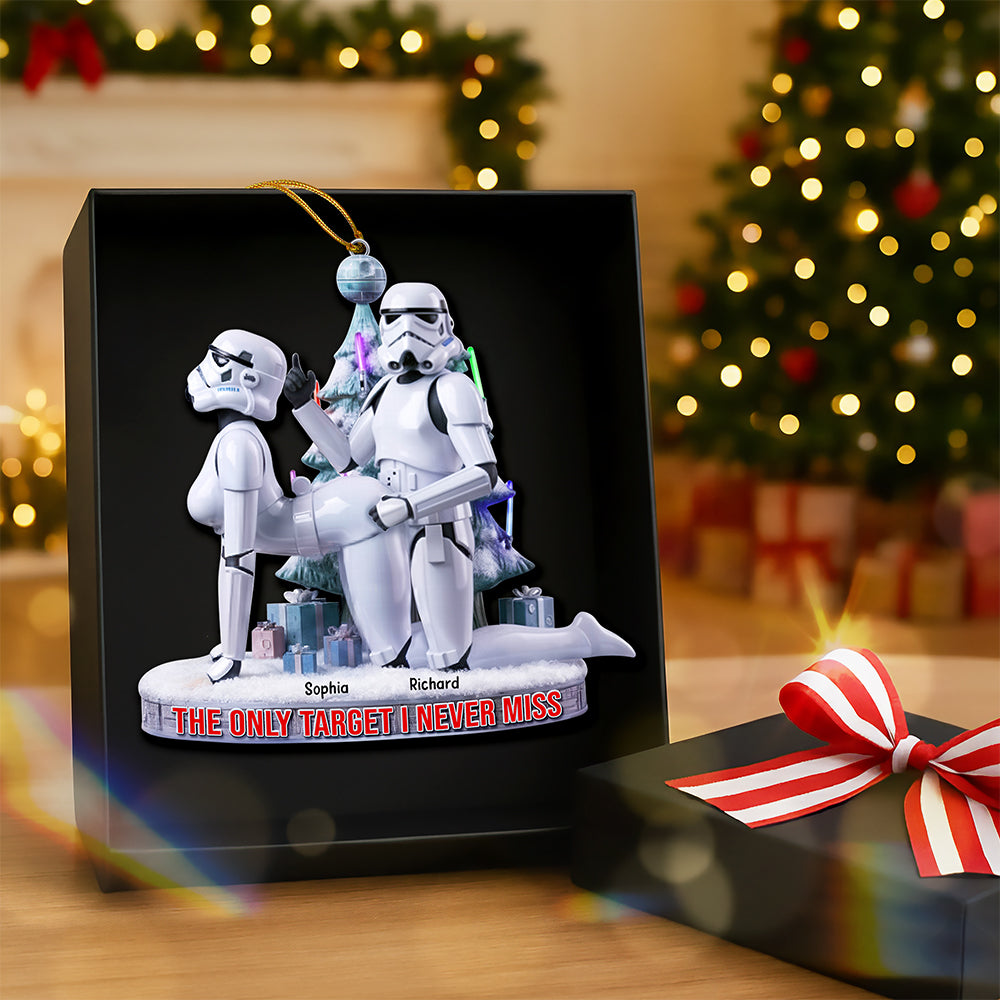 "The Only Target I Never Miss" - Fun Troop Couple Ornament - Personalized Gift for Couples Ornament PopCulturePrints