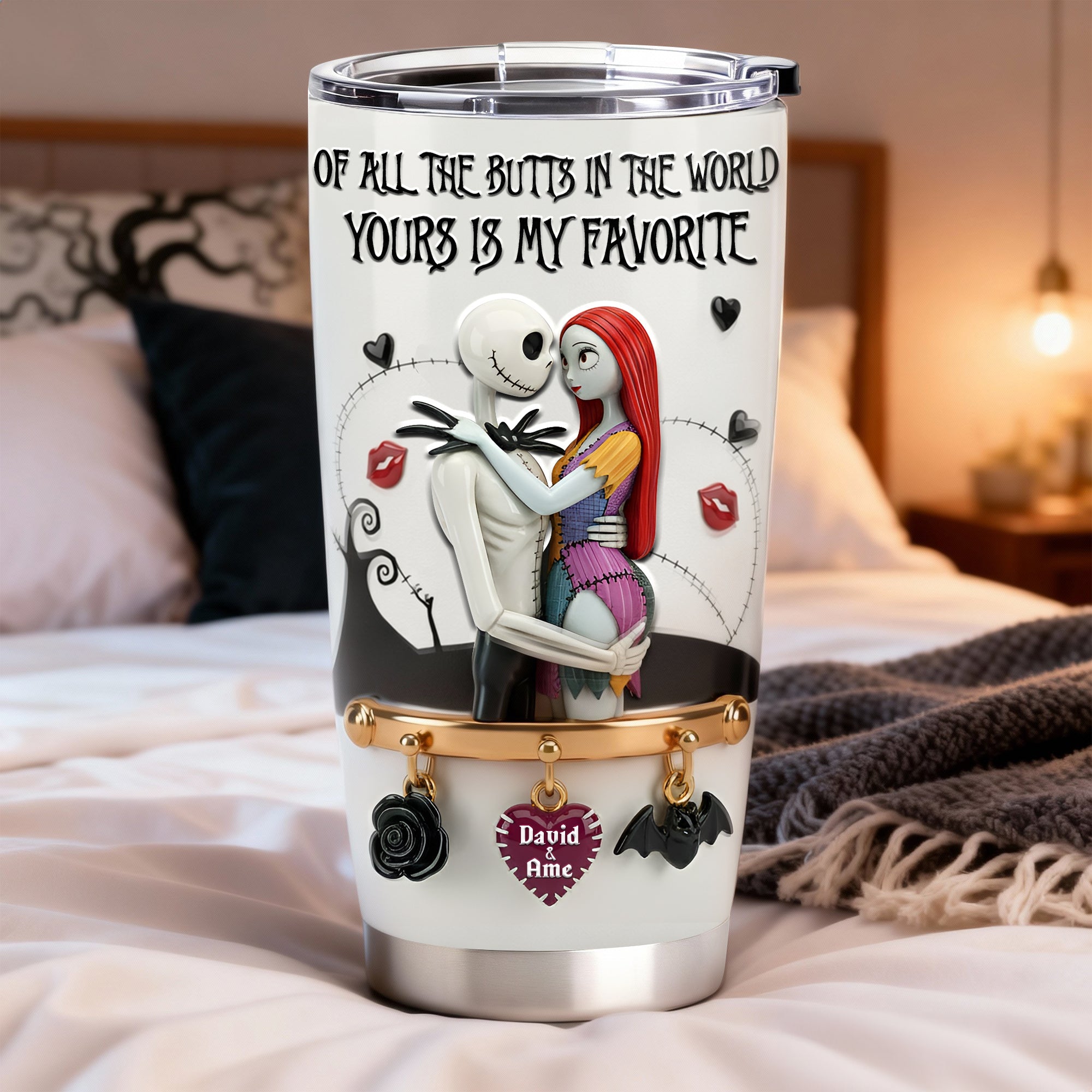 Of All the Butts in the World, Yours is My Favorite - Playful Spooky Couple Tumbler | Personalized Gift for Couples Tumbler Cup PopCulturePrints