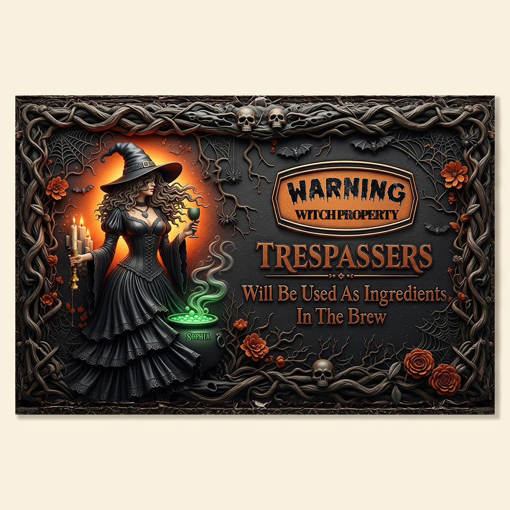 Witchy Warning Sign - Personalized Metal Sign for Witch Lovers Metal Signs PopCulturePrints