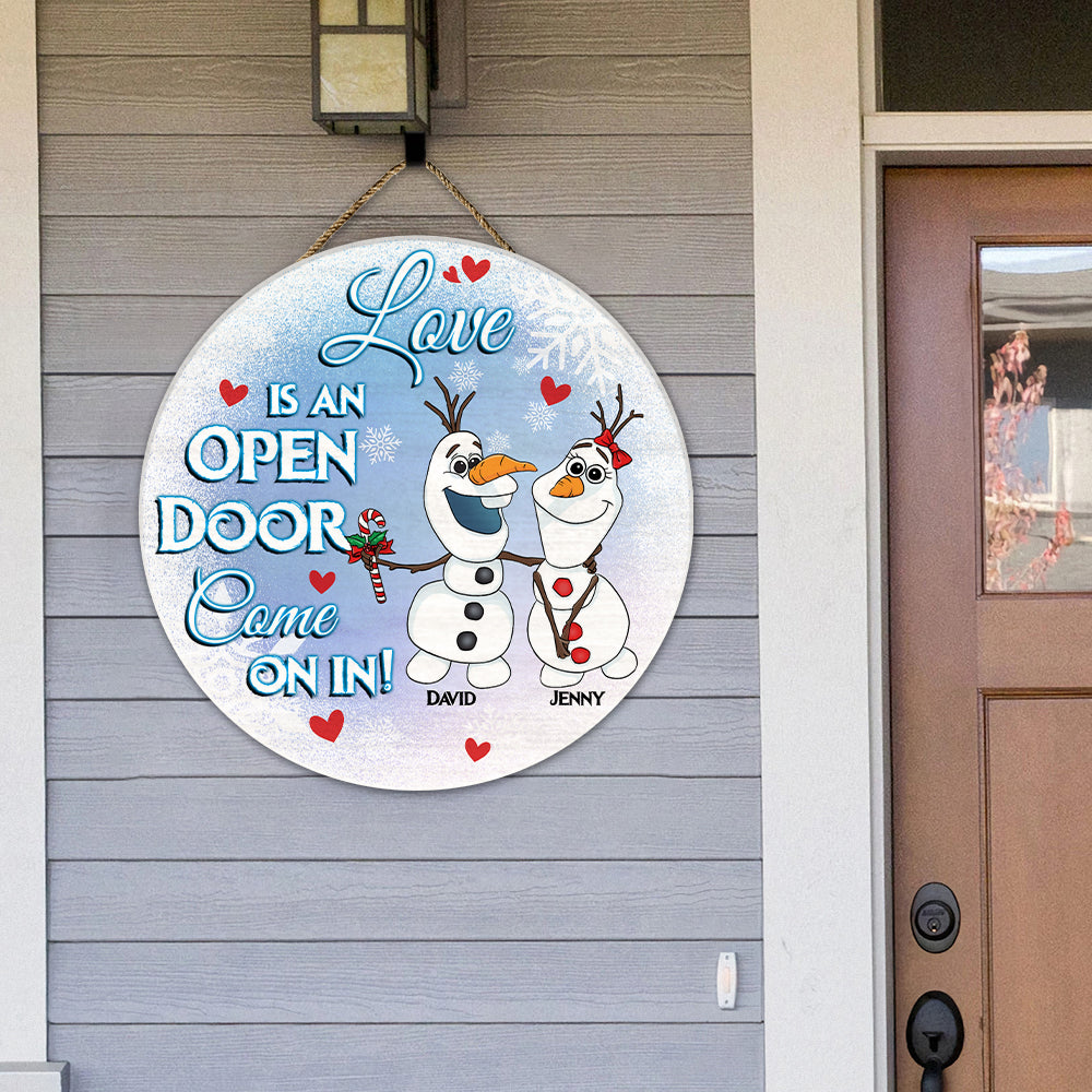 Personalized Love Is An Open Door Wood Sign - Perfect Gift for Couples Wood Sign PopCulturePrints