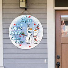Load image into Gallery viewer, Personalized Love Is An Open Door Wood Sign - Perfect Gift for Couples Wood Sign PopCulturePrints
