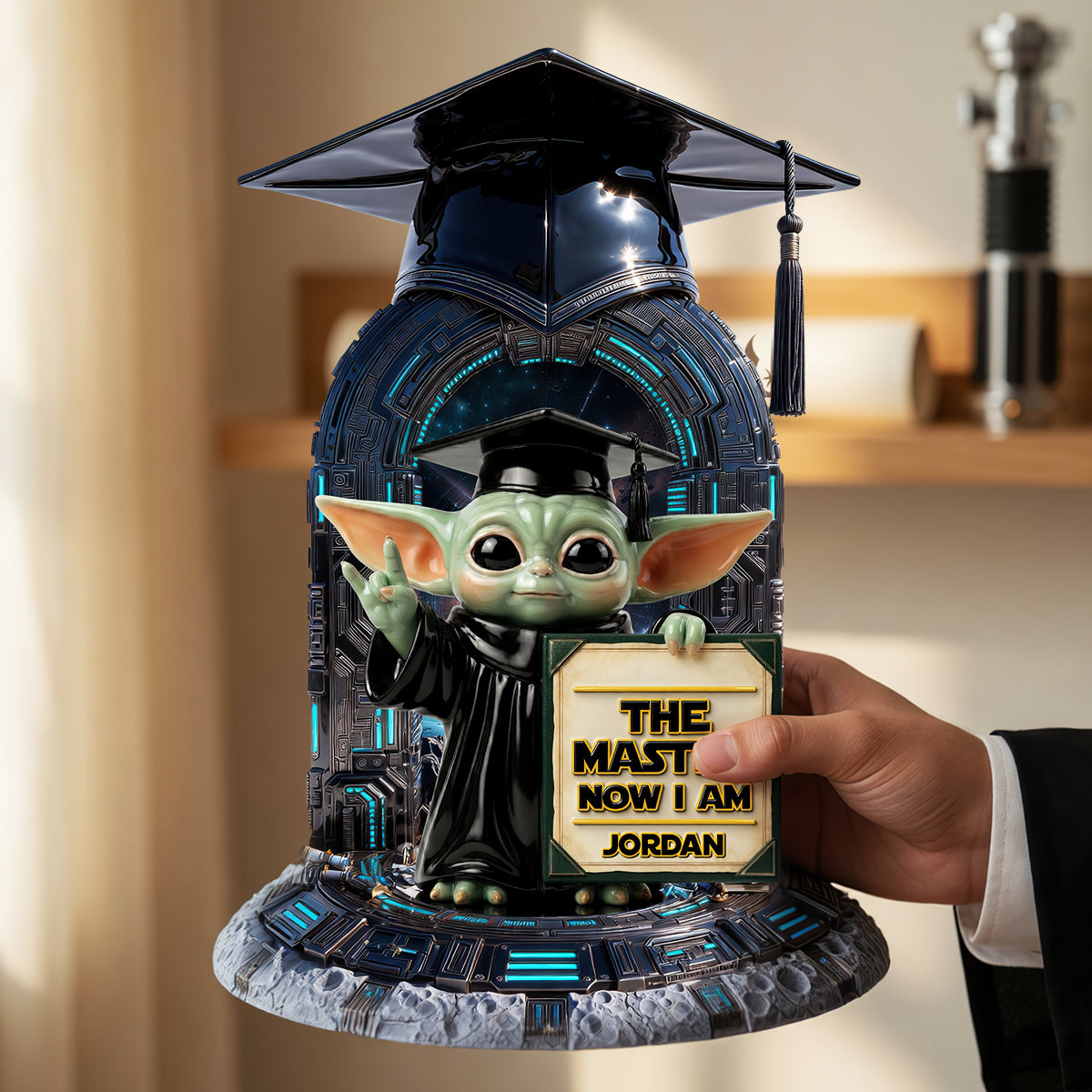 The Master Now I Am - Graduation Green Aliens Acrylic Plaque - Personalized Gifts for Graduates Shaped Plaques PopCulturePrints